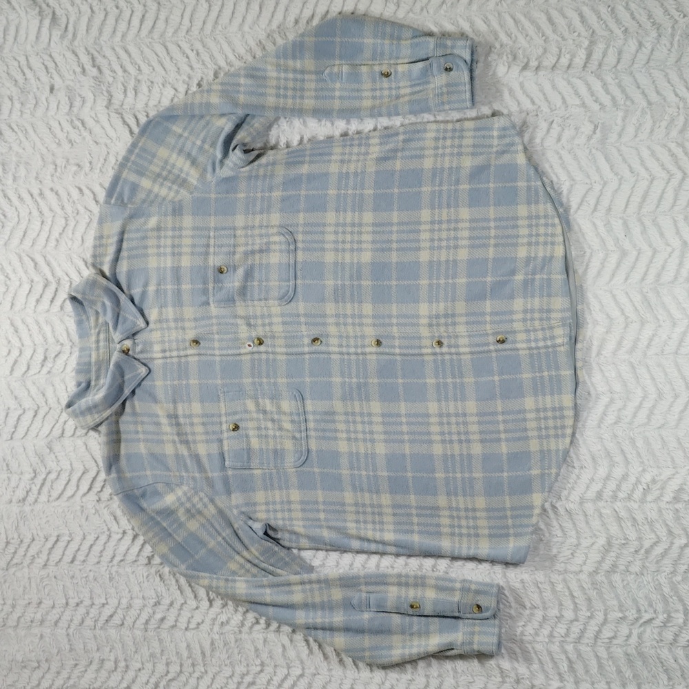 423. Faherty Legend Sweater Shirt | Color: Light Blue/Off-White Plaid - Picture 9 of 9